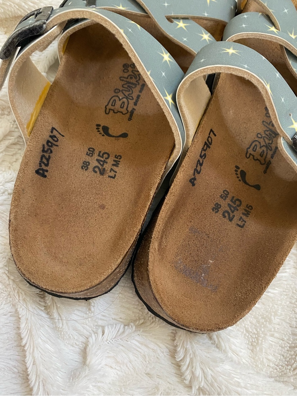 Birki's by Birkenstock blue-gray star cross-strap sandals Sz 7 - Picture 6 of 6